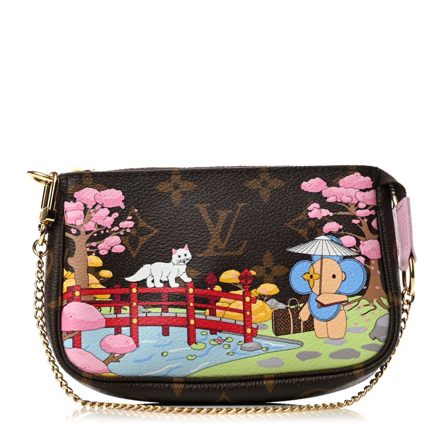 Monogram 2021 Christmas Animation Japanese Garden Mini Pochette Accessories Wisteria Pink