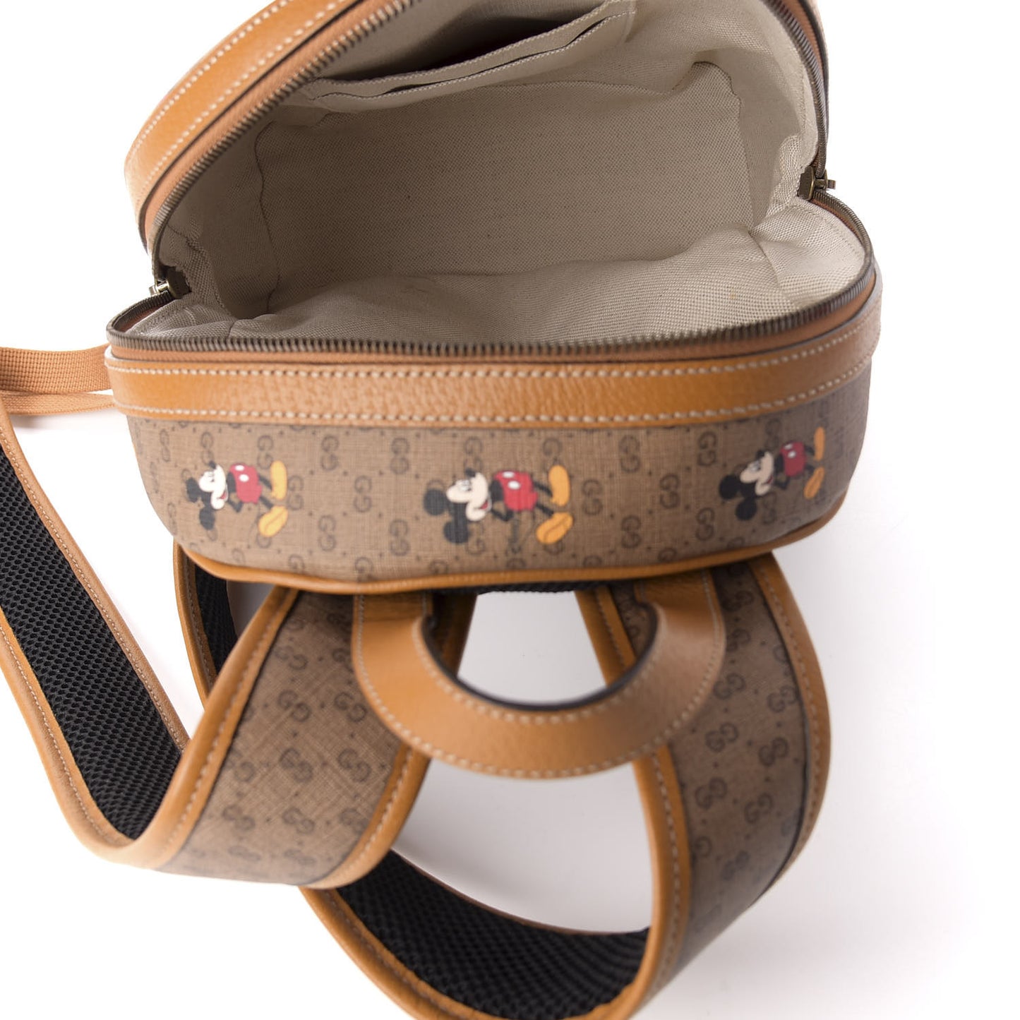 X DISNEY Mini Vintage GG Supreme Monogram Mickey Mouse Small Dome Backpack Beige Vintage Sun Oil