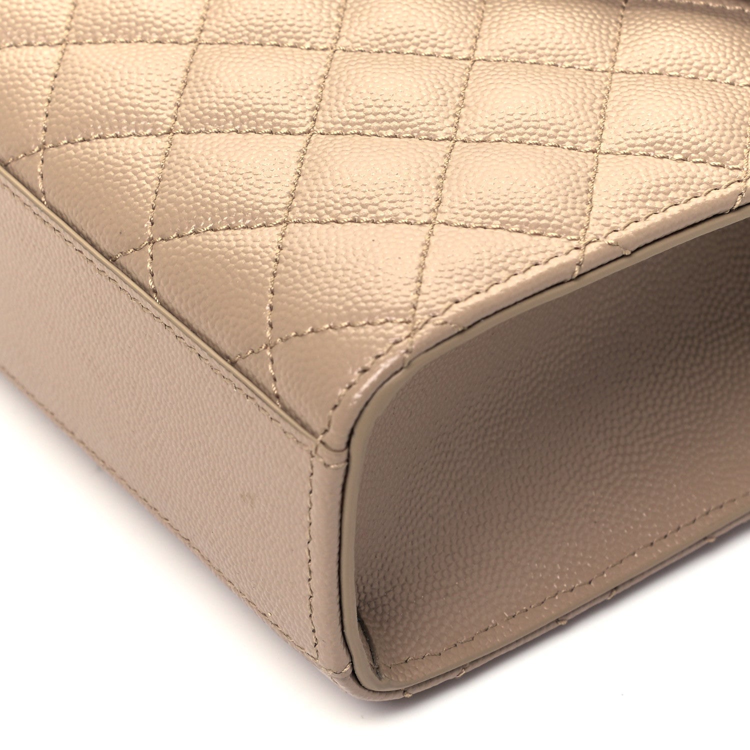 Saint Laurent Grain De Poudre Textured Mixed Matelasse Medium Triquilt Monogram Satchel Dark Beige 8 of 9
