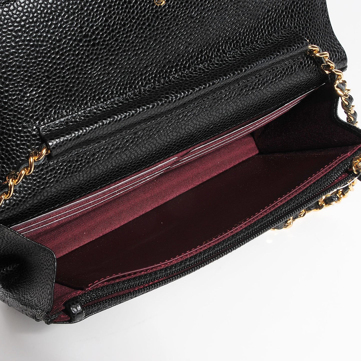 Caviar Quilted Wallet On Chain WOC Black