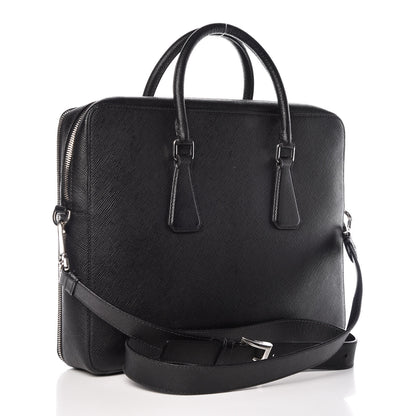 Prada Saffiano Cuir Briefcase Black 3 of 14