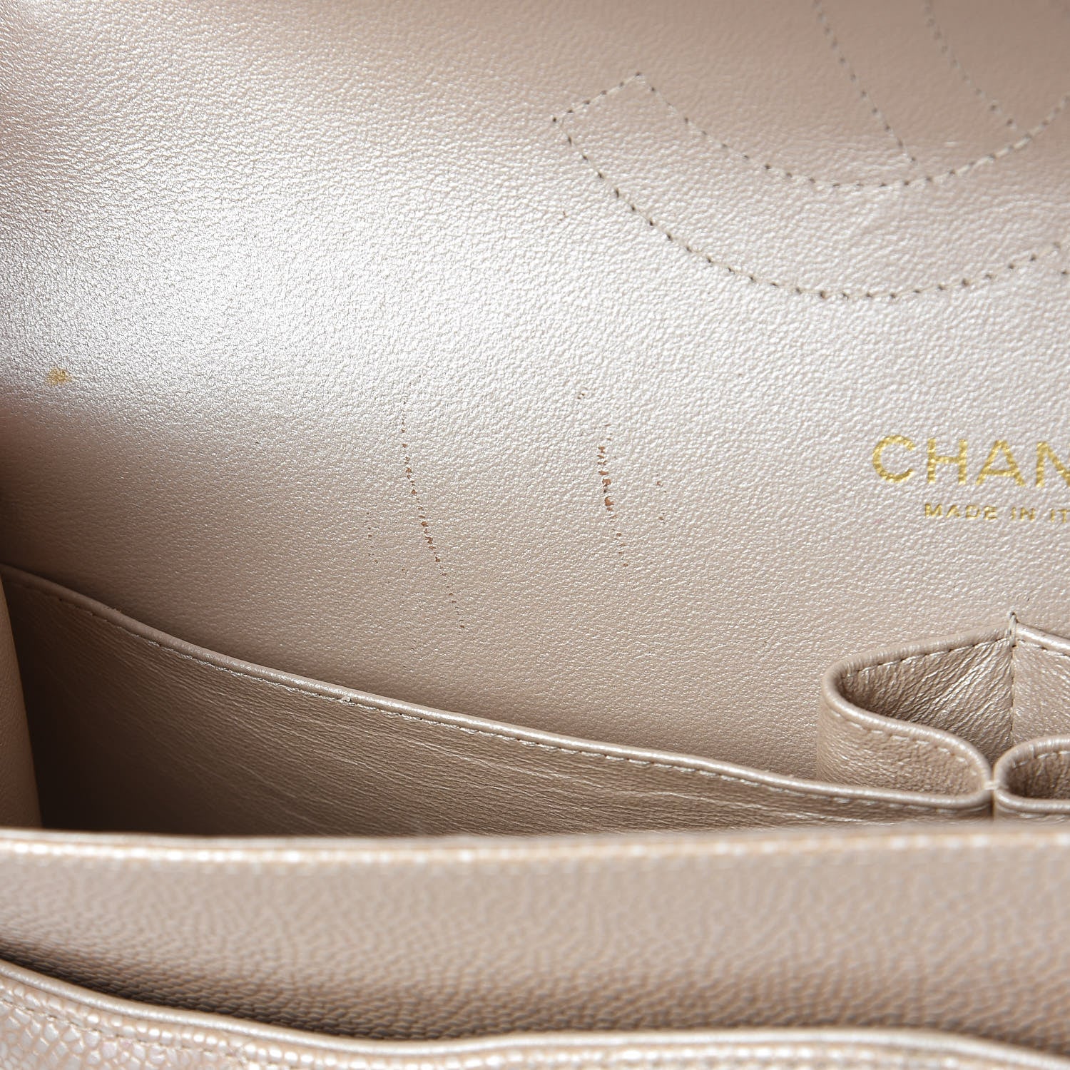 Chanel Pearly Caviar Quilted Jumbo Double Flap Light Beige 8 of 12