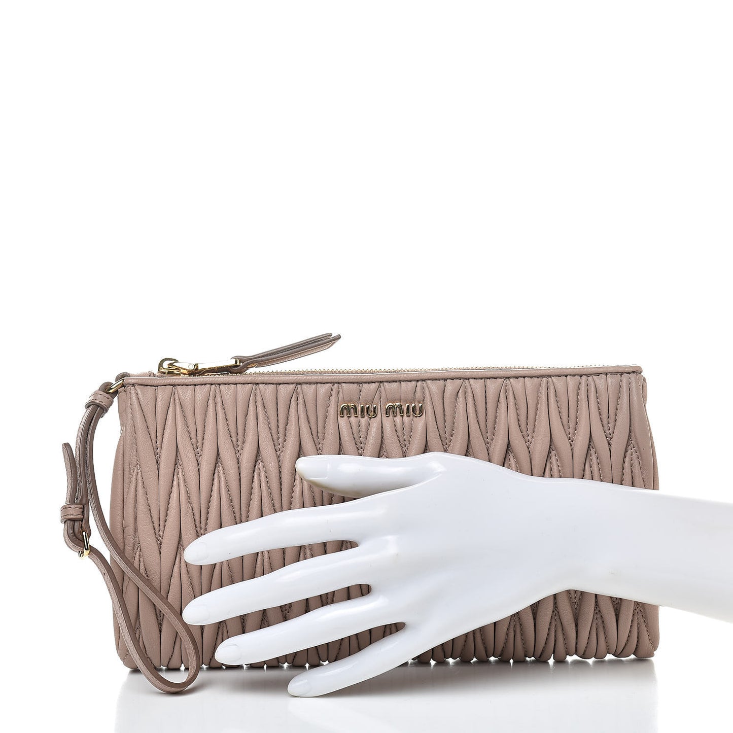 Nappa Matelasse Wristlet Cammeo