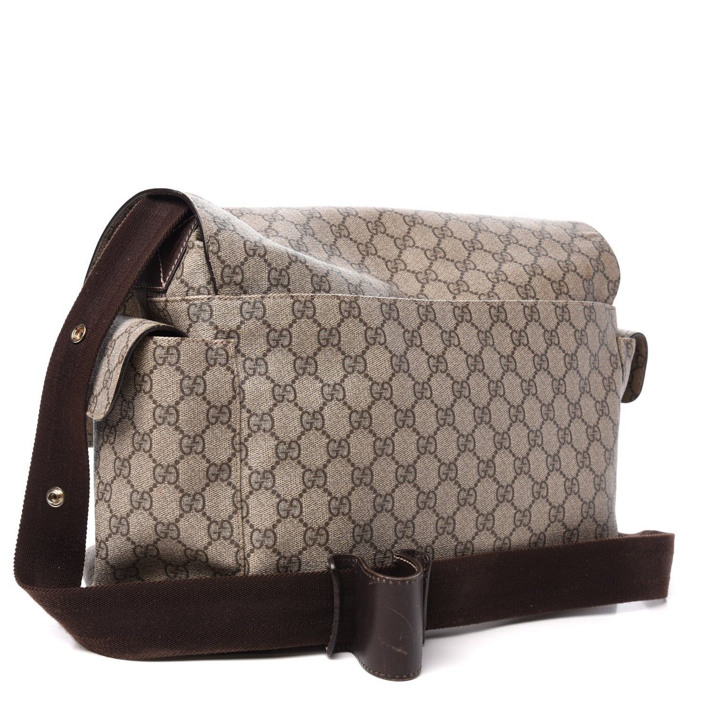 GG Plus Monogram Messenger Diaper Bag Dark Brown