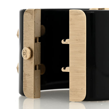 Chanel Resin CC Cuff Bracelet Black Gold 4 of 6