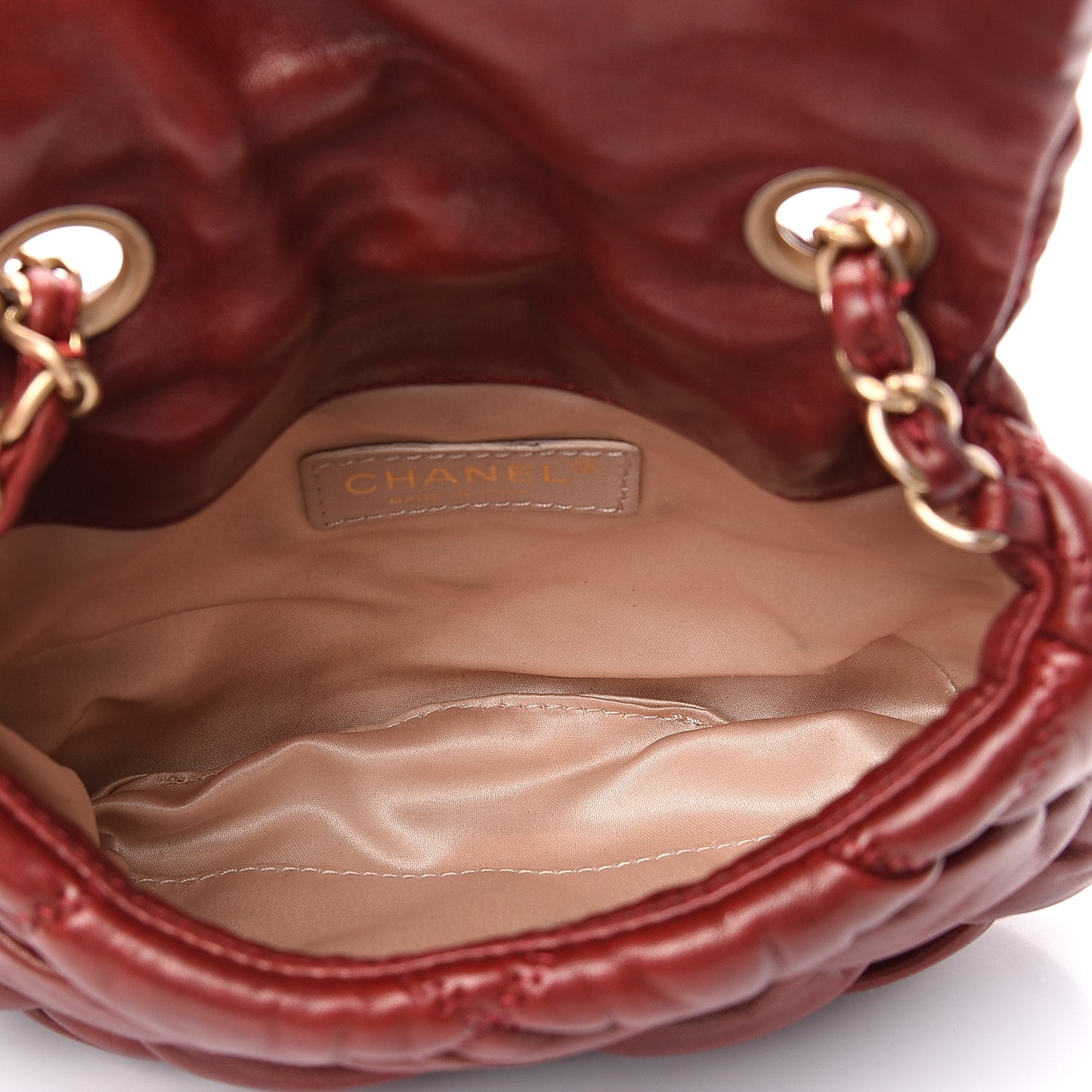 Lambskin Mini Bubble Quilt Flap Bordeaux