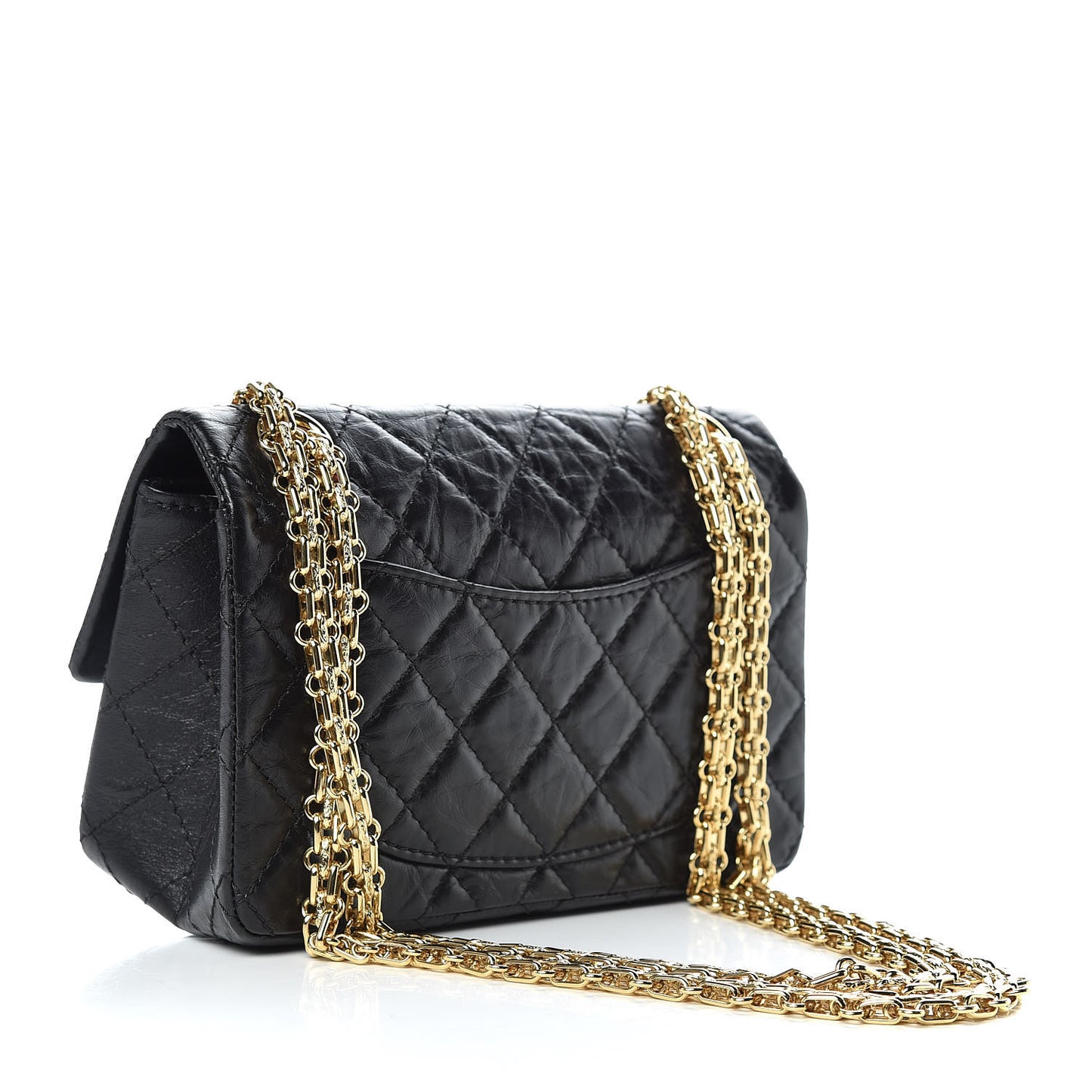 Aged Calfskin Quilted 2.55 Reissue Mini Flap Black