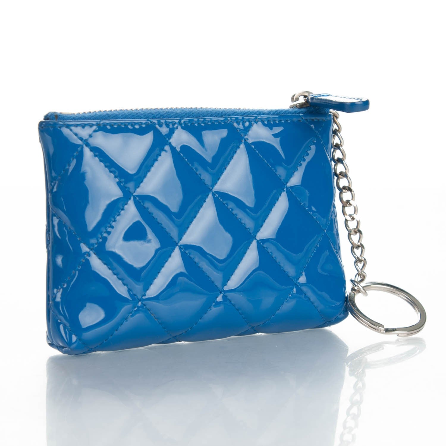 Chanel Patent Quilted Key Holder Case Dark Blue 3 of 7