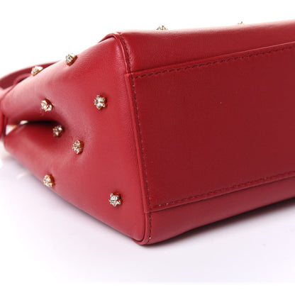 Fendi Nappa Crystal Stars Studded XS Peekaboo Iconic Satchel Fragola 10 of 11