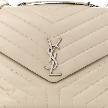 Saint Laurent Calfskin Y Quilted Monogram Medium Loulou Chain Satchel Crema Soft 8 of 12