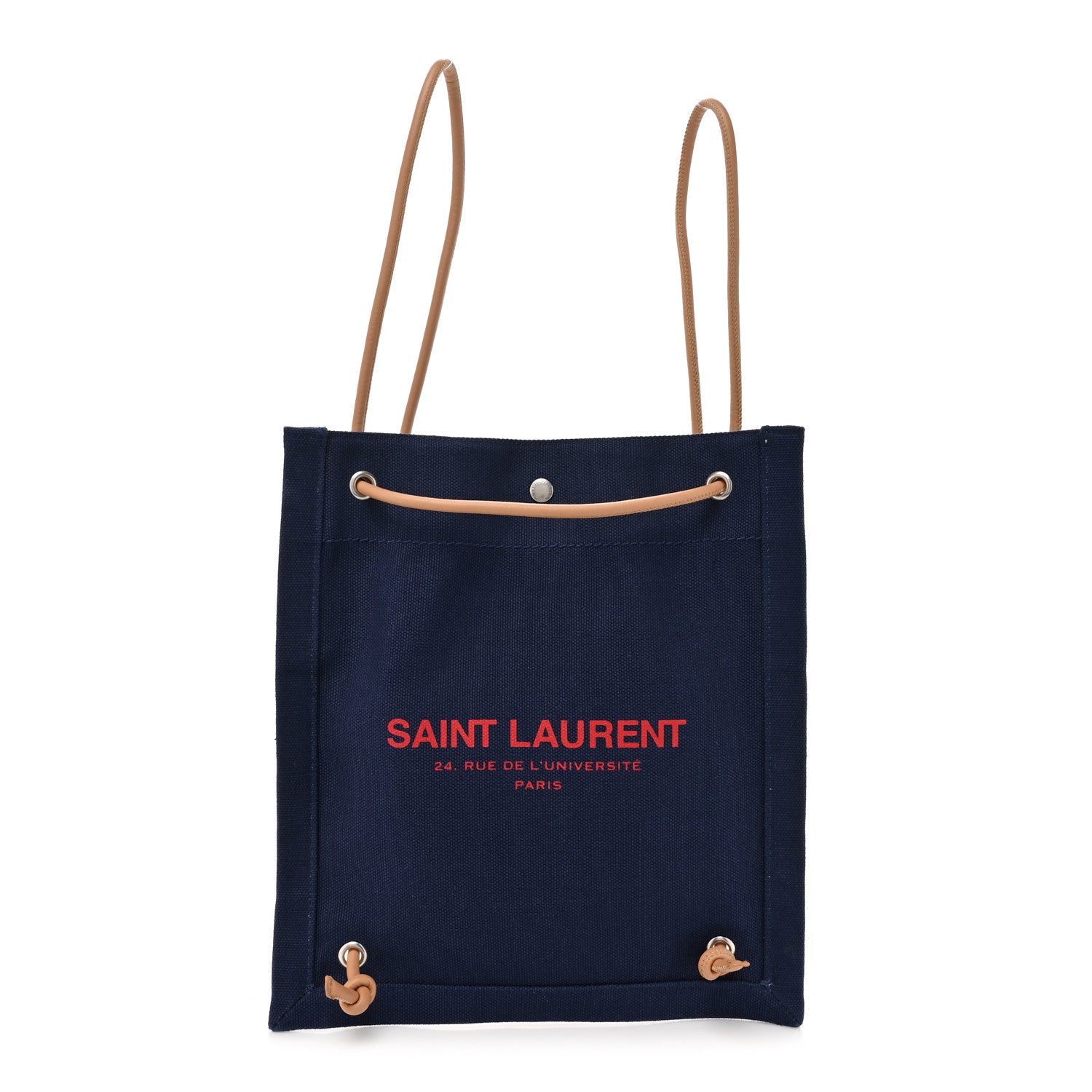 Saint Laurent Linen Calfskin Rive Gauche Backpack Blue Rouge Eros ...