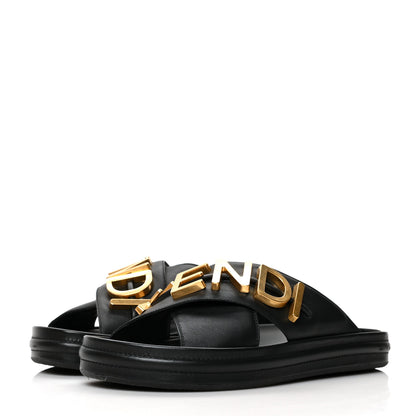 Fendi Vitello Womens Fendigraphy Slide Sandals 40 Black 3 of 10