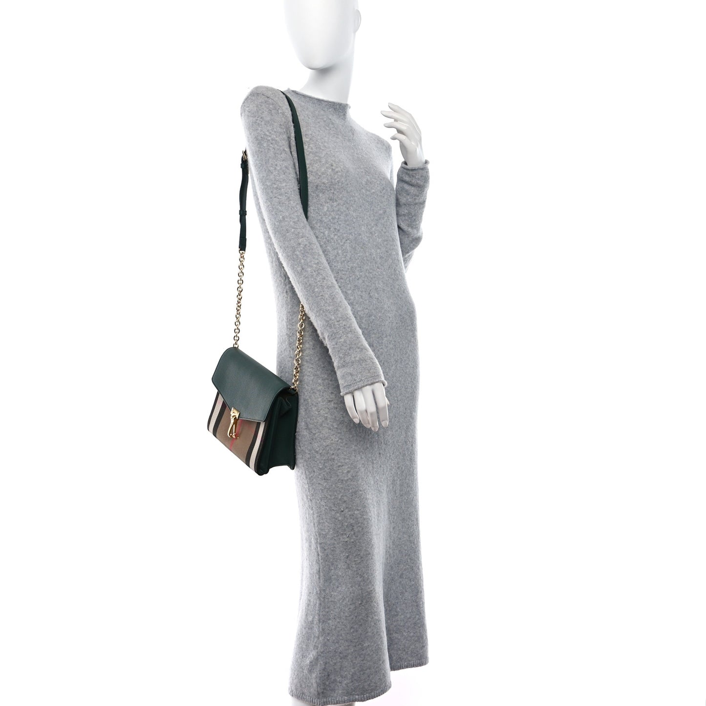 Derby Calfskin House Check Small Macken Crossbody Bag Dark Bottle Green