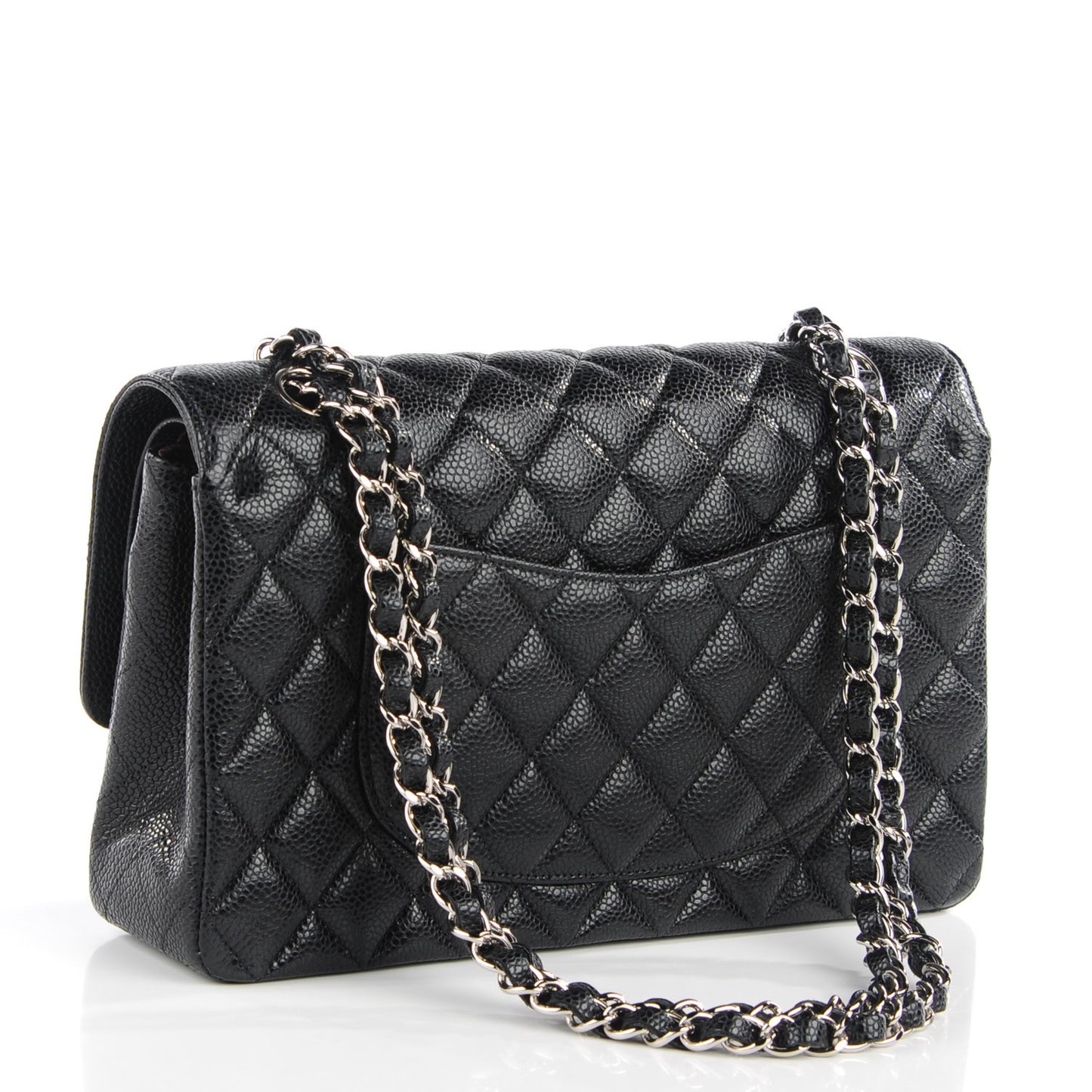 Caviar Quilted Medium Double Flap Black