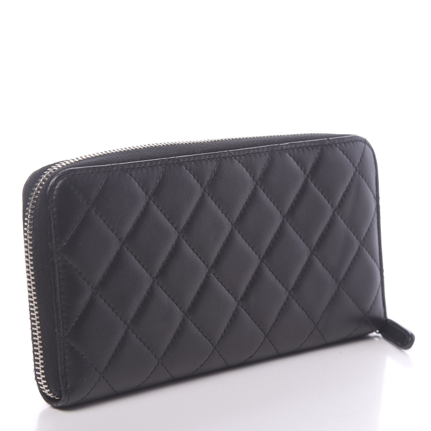 Chanel Lambskin Quilted Large Gusset Zip Around Wallet Black 3 of 9