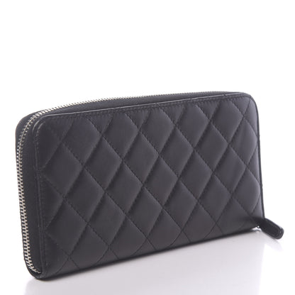 Chanel Lambskin Quilted Large Gusset Zip Around Wallet Black 3 of 9