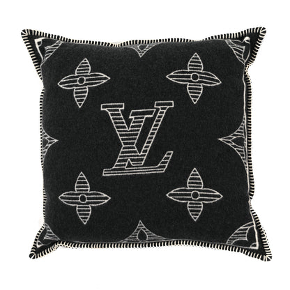 Louis Vuitton Wool Cashmere Monogram Cushion Pillow Grey White 1 of 3