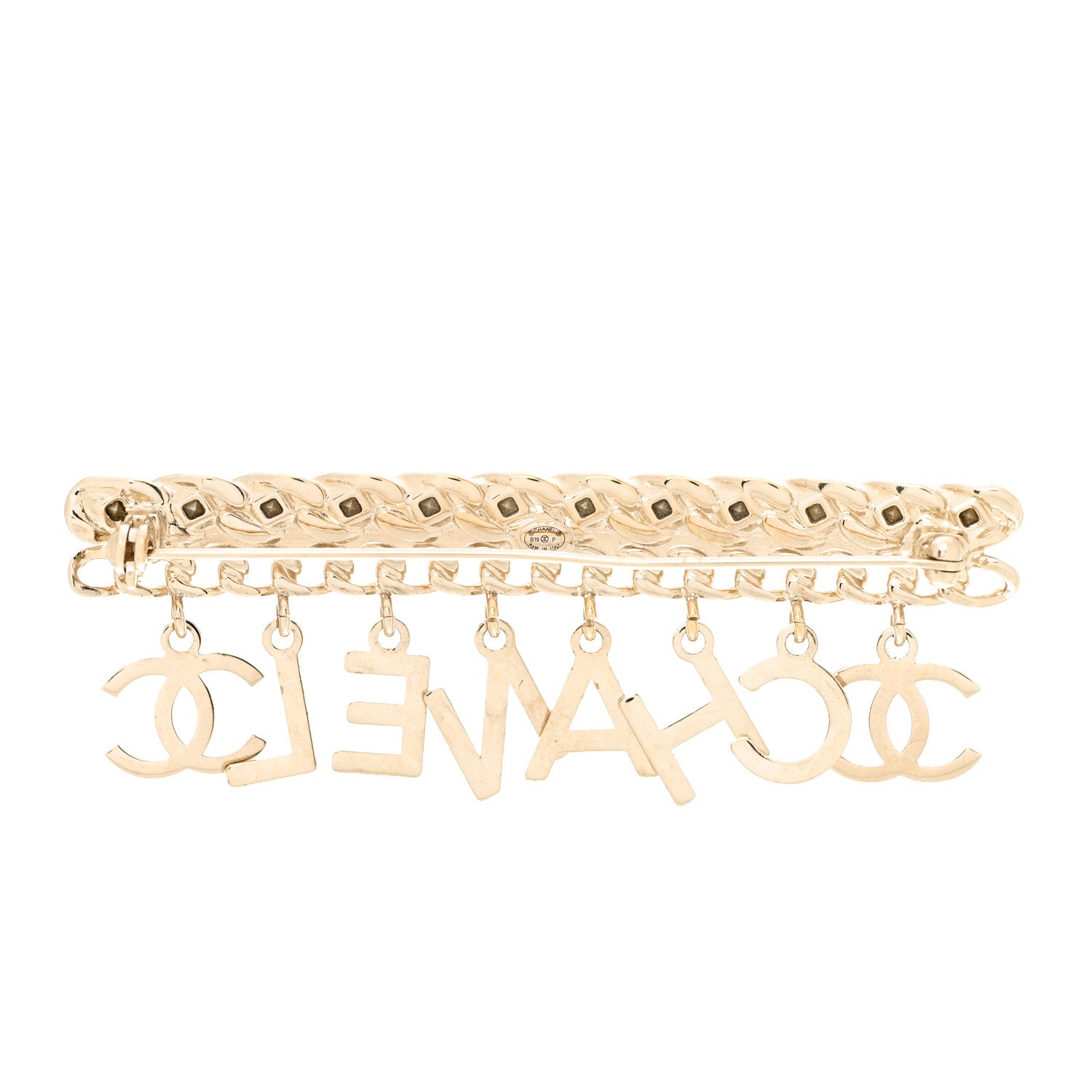 Chanel Crystal CC Logo Charms Brooch Gold 3 of 6