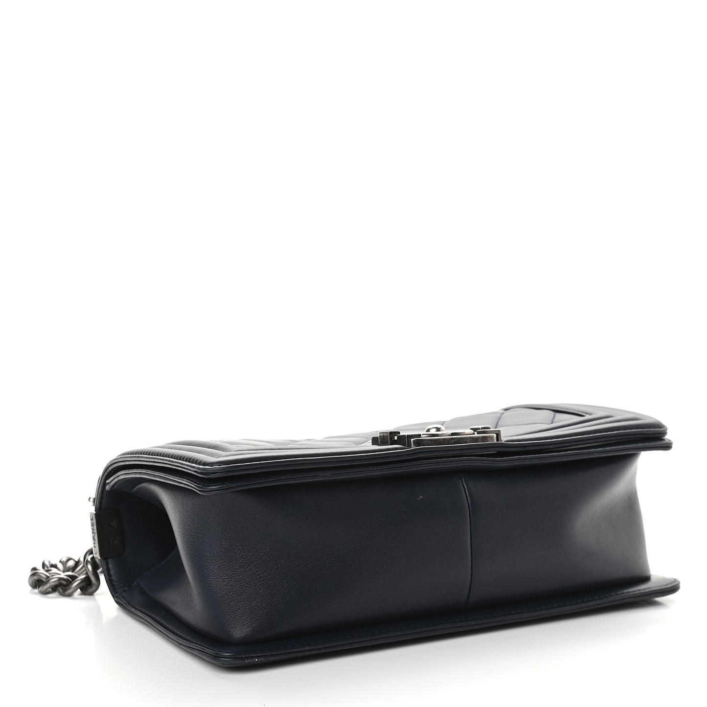 Lambskin Quilted Small Boy Flap Navy