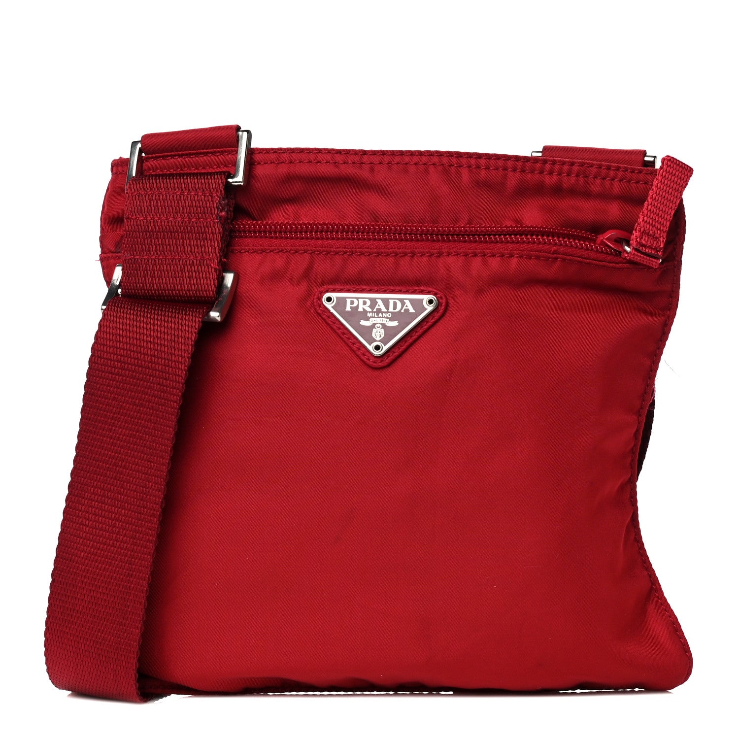 Prada Nylon Small Flat Messenger Bag Cherry 1 of 9