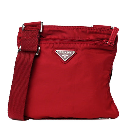 Prada Nylon Small Flat Messenger Bag Cherry 1 of 9