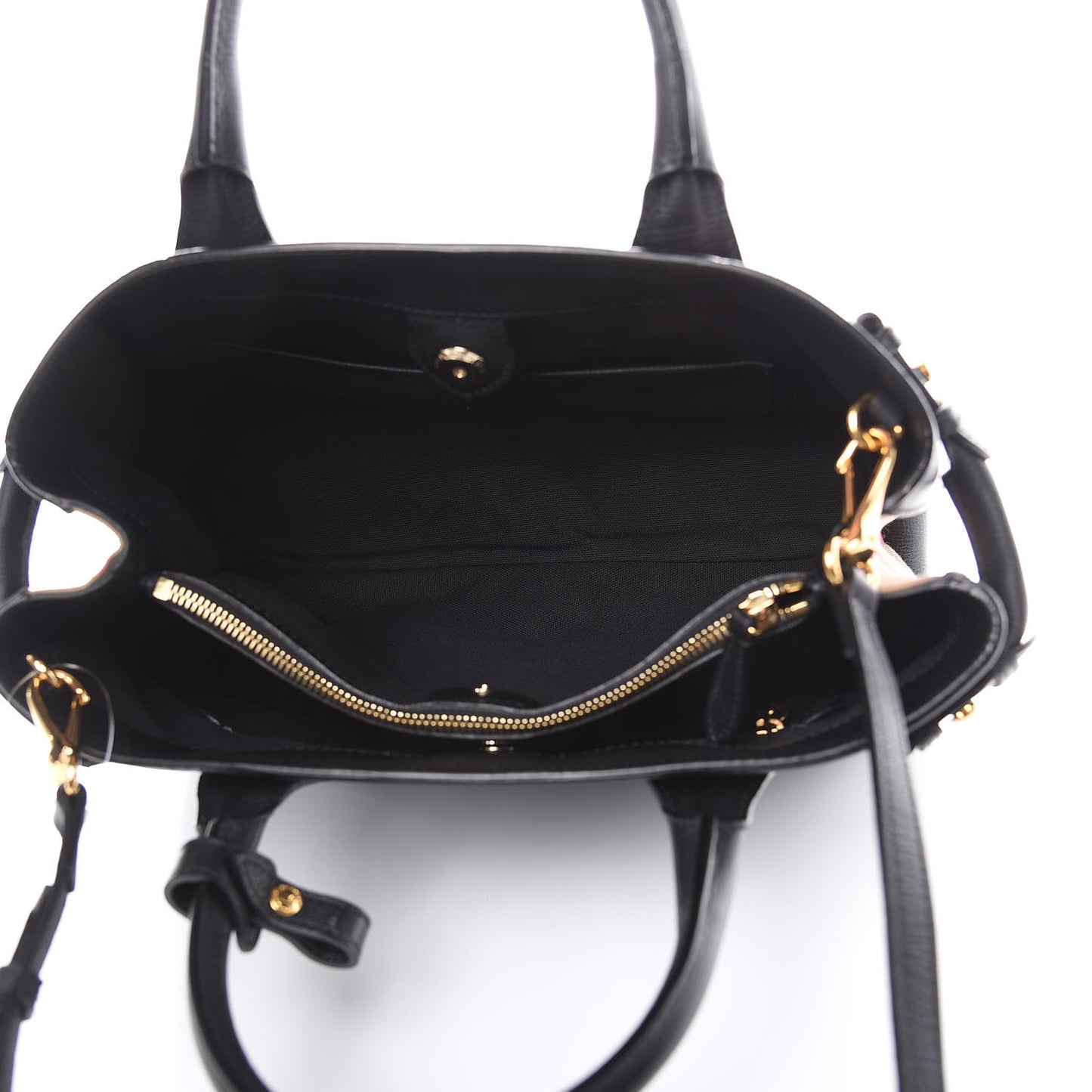 Grainy Calfskin House Check Medium Banner Tote Black