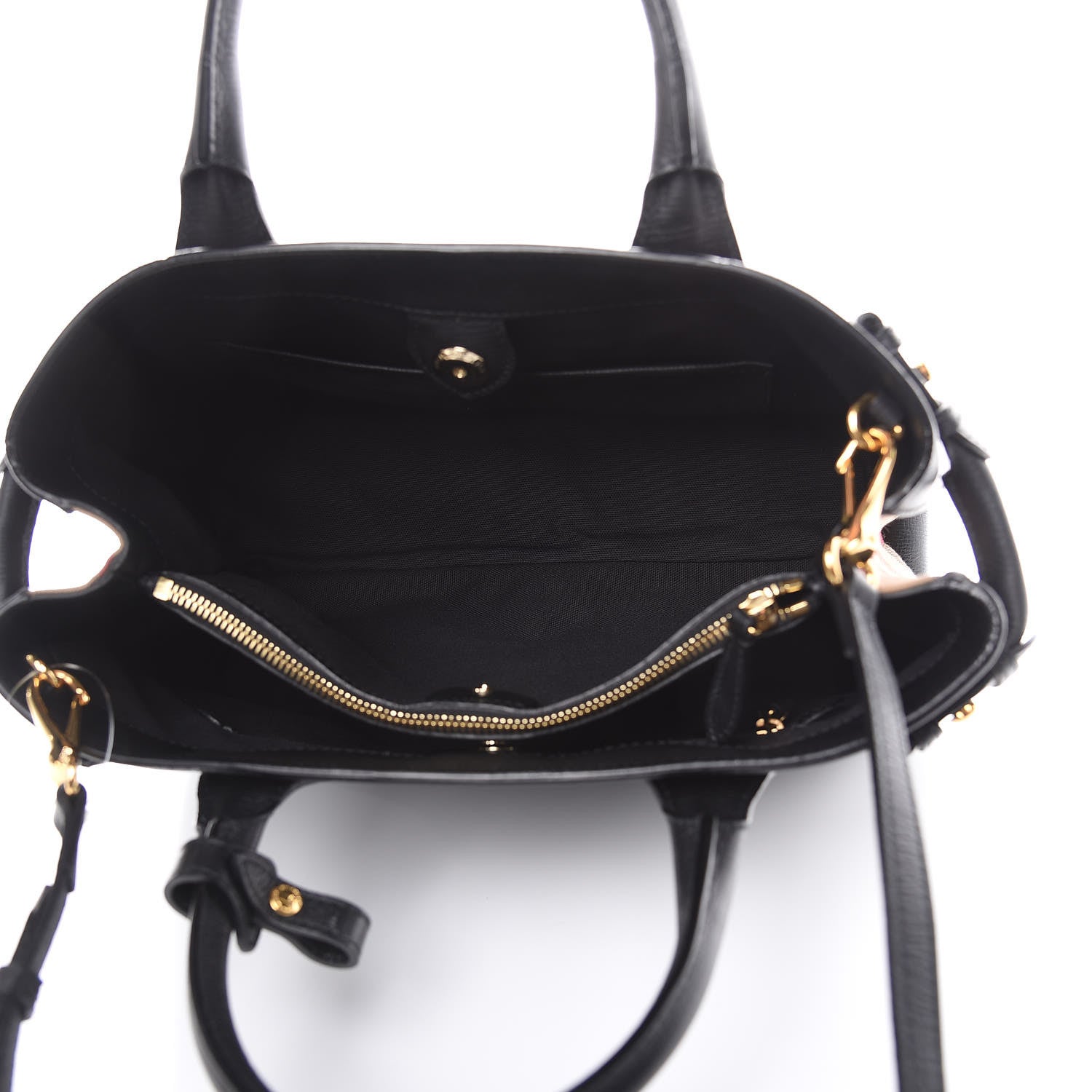 Burberry Grainy Calfskin House Check Medium Banner Tote Black 5 of 17