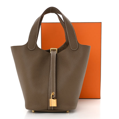 Hermes Taurillon Clemence Picotin Lock 18 PM Etoupe 11 of 11