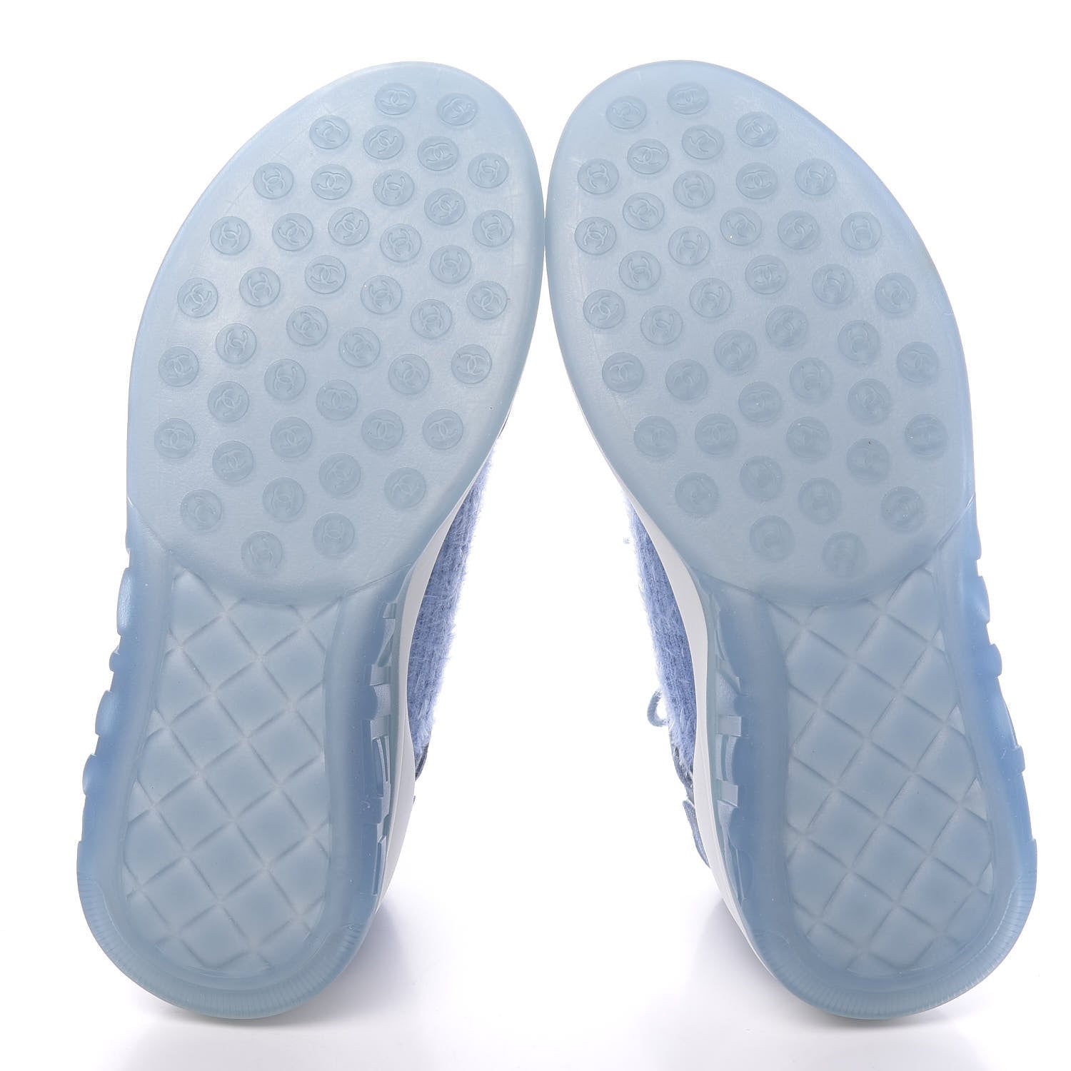 Chanel Suede Calfskin Stretch Fabric CC Sneakers 37.5 Light Blue 5 of 7