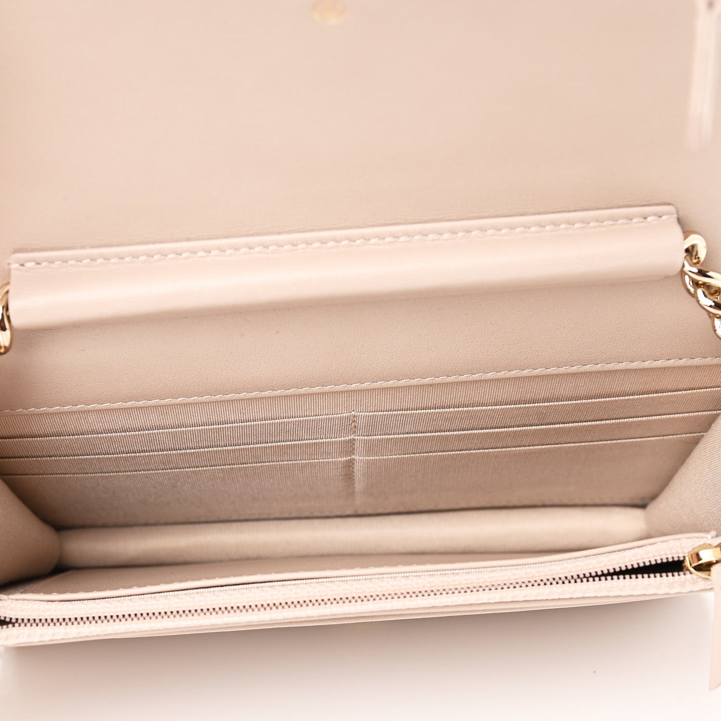 Caviar Quilted Boy Wallet On Chain WOC Light Beige