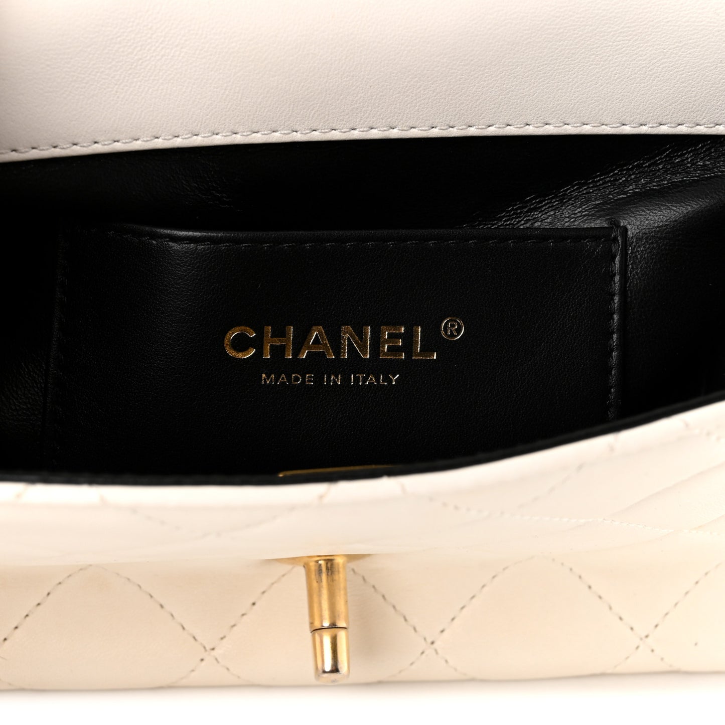 Lambskin Enamel Strass Quilted Mini Paris Monaco Flap White