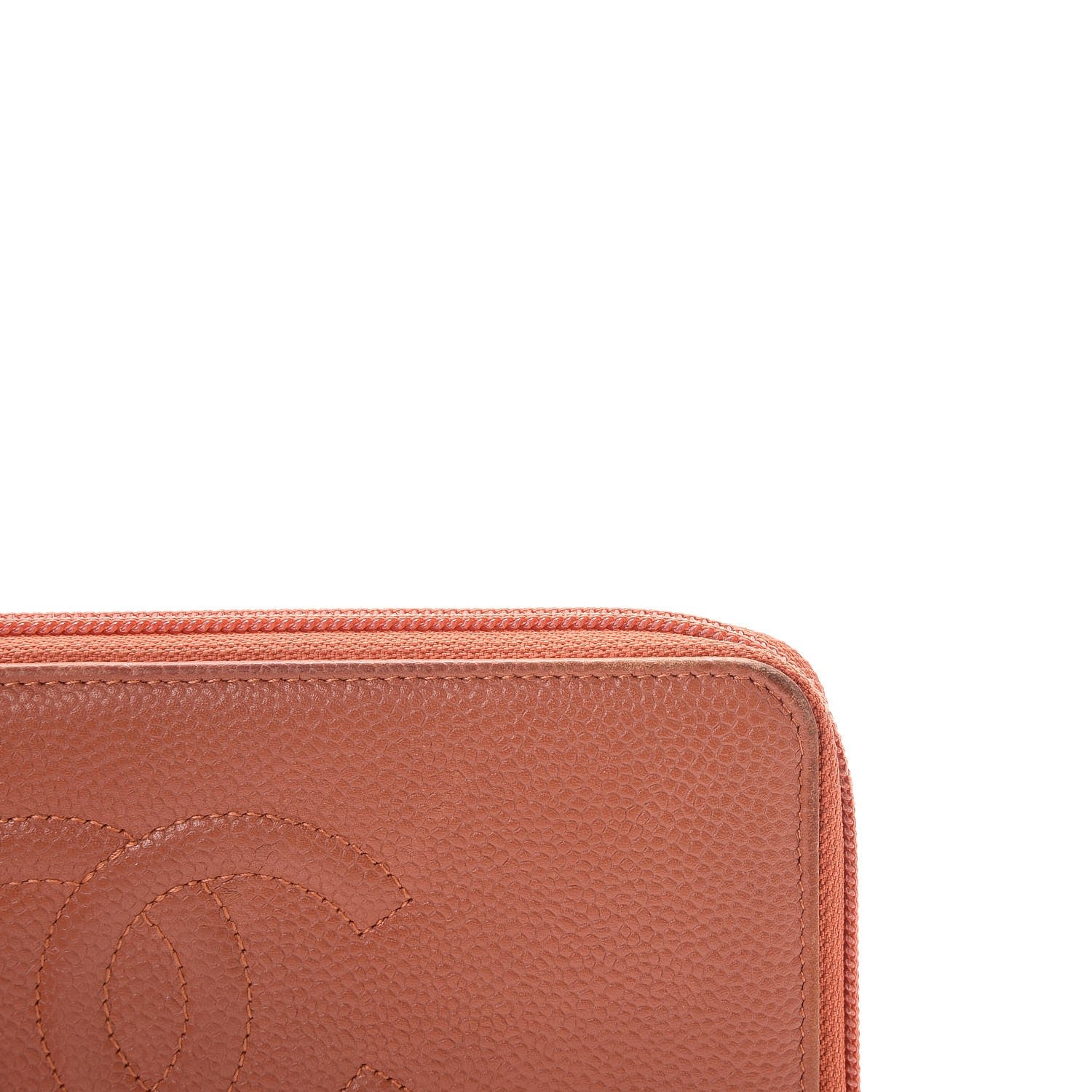 Chanel Caviar Large Timeless CC Gusset Zip Around Wallet Dark Orange 10 of 12