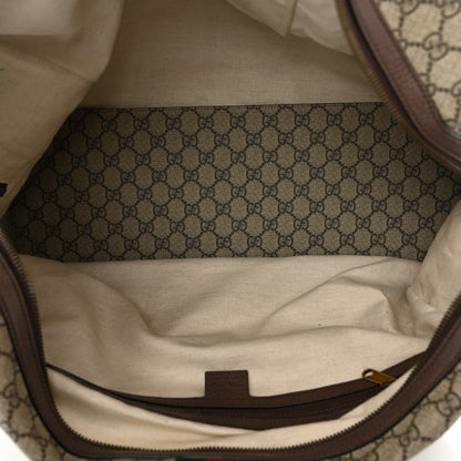 Gucci GG Supreme Monogram Textured Dollar Calfskin Web Medium Ophidia Carry-On Duffle Bag Beige Ebony New Acero 4 of 9