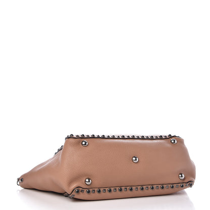 Valentino Garavani Grained Calfskin Onyx Medium Rockstud Rolling Tote Soft Noisette 5 of 10