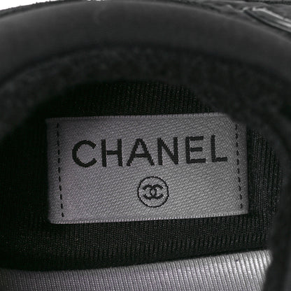 Chanel Fabric Calfskin Suede CC Sneakers 38.5 Black 7 of 8