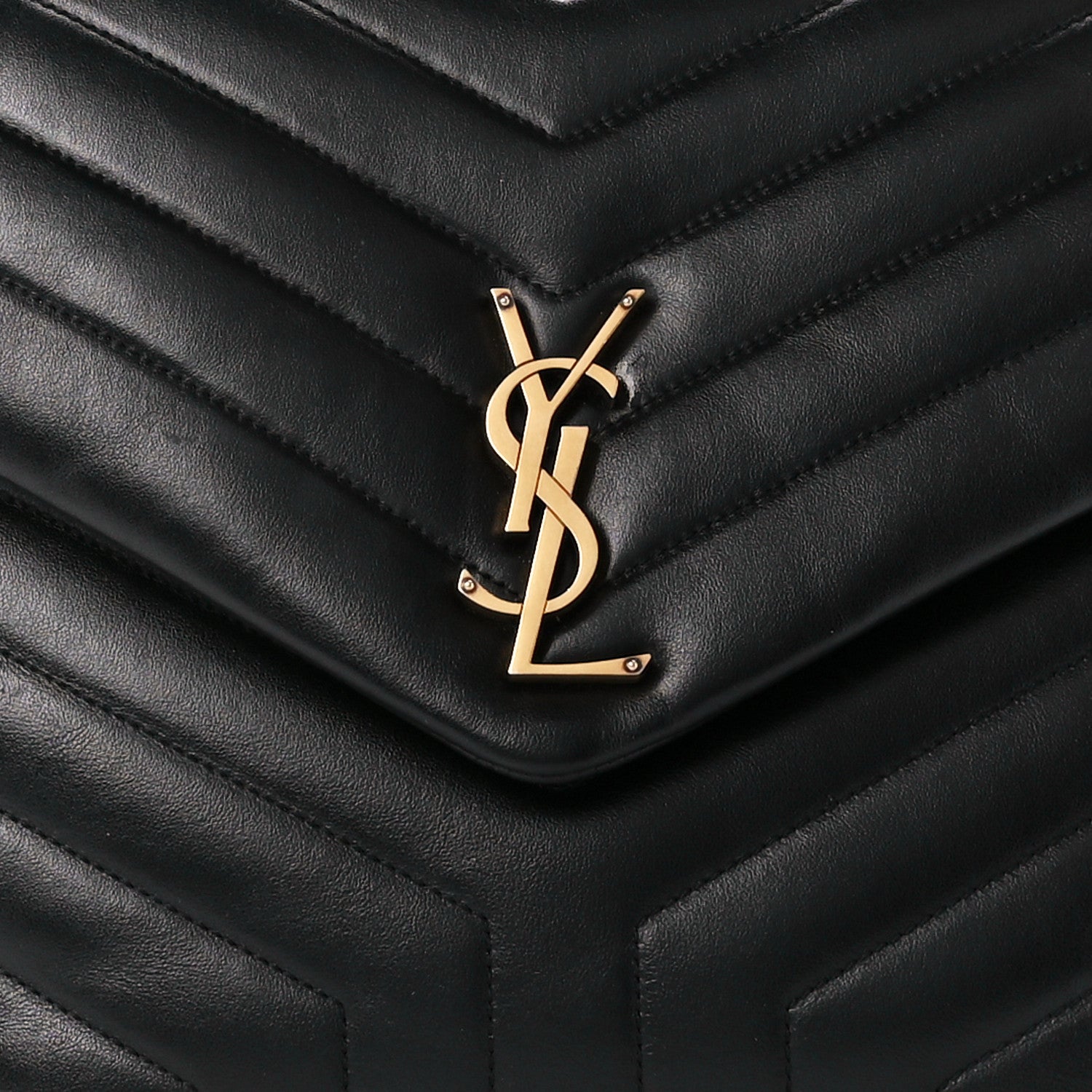 Saint Laurent Calfskin Y Quilted Monogram Large Loulou Chain Satchel Black 9 of 12