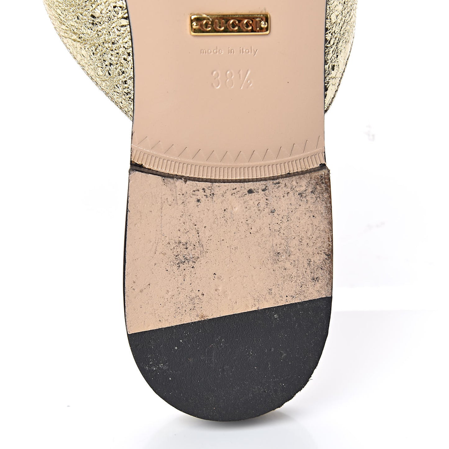 Galassia Womens GG Marmont Fringe Slippers 38.5 Platino