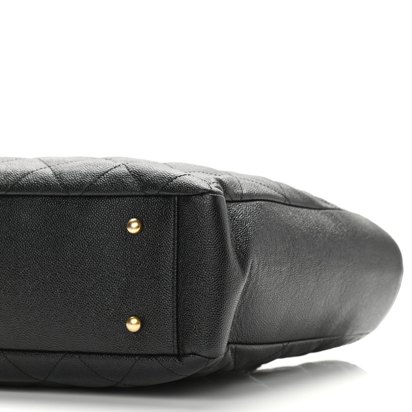 Caviar Quilted Small Shopping Tote Black