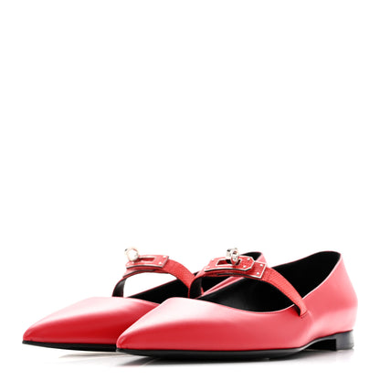 Hermes Lizard Calfskin Brillante Kelly Ballet Flat  38 Rouge Vif 4 of 11