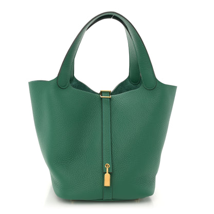 Hermes Taurillon Clemence Picotin Lock 22 MM Vert Vertigo 1 of 10