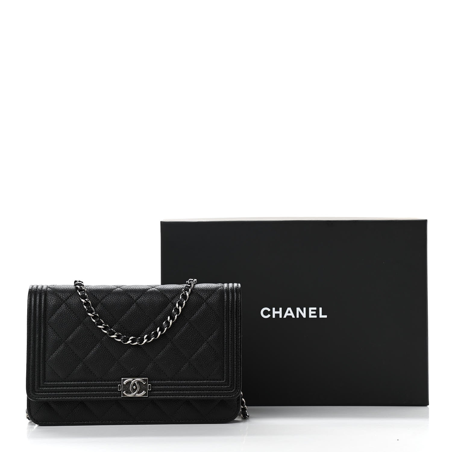 Chanel Caviar Quilted Boy Wallet On Chain WOC Black 13 of 13