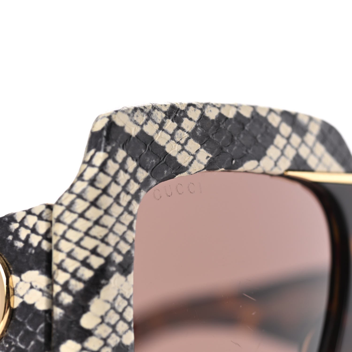 Gucci Snakeskin Acetate Square Sunglasses GG0484S Havana 7 of 9