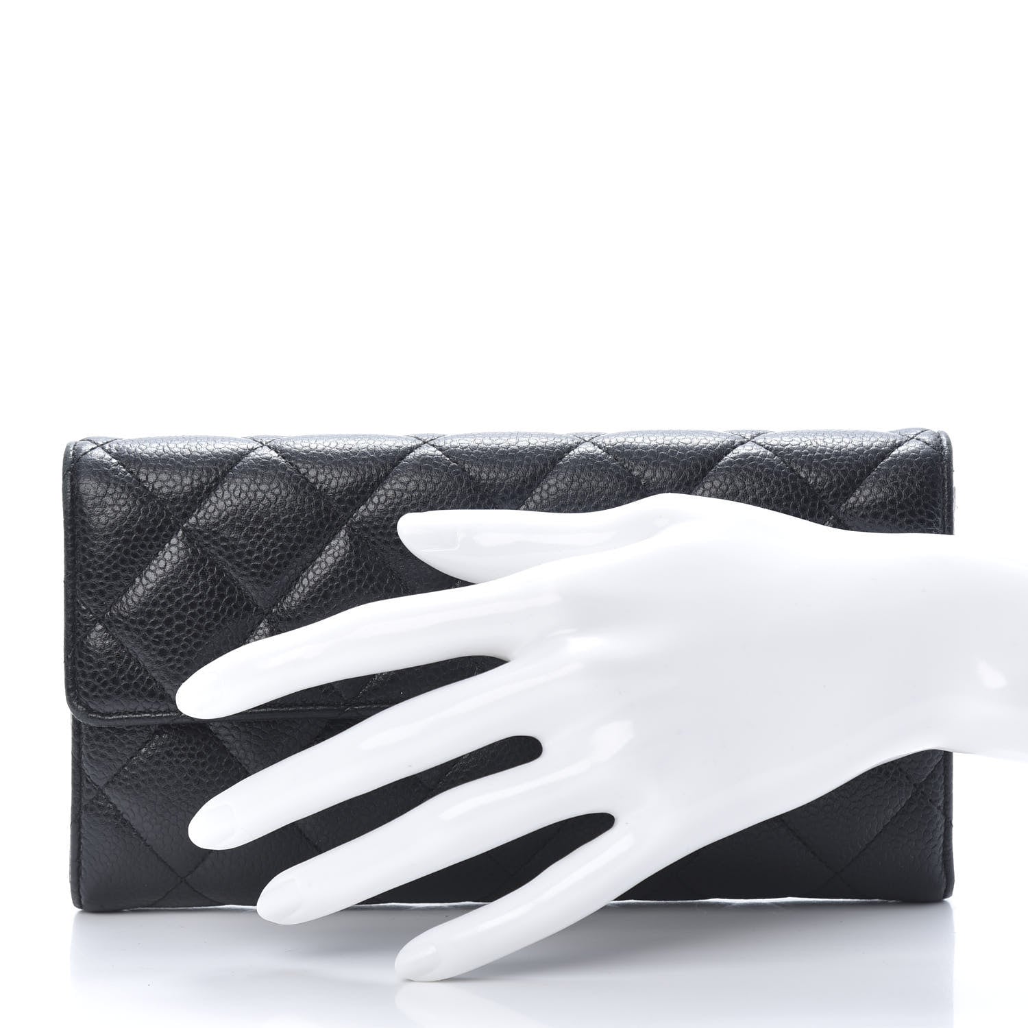 Chanel Caviar Quilted Large Gusset Flap Wallet Black 2 of 11