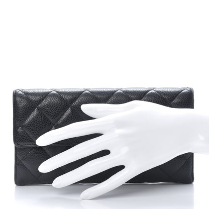 Chanel Caviar Quilted Large Gusset Flap Wallet Black 2 of 11