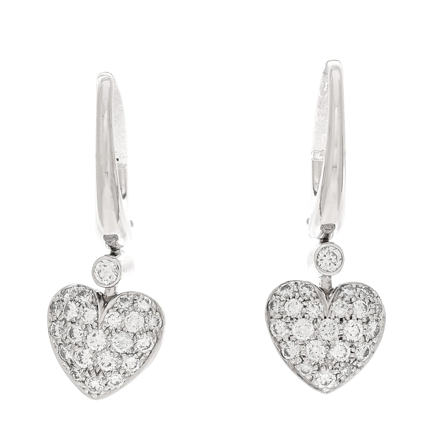 Platinum Diamond Heart Charm Earrings