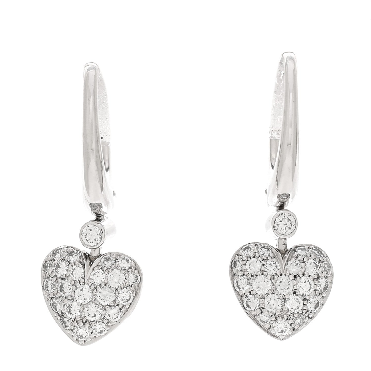 Tiffany Platinum Diamond Heart Charm Earrings 1 of 4