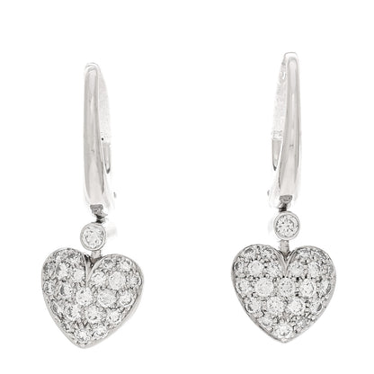Tiffany Platinum Diamond Heart Charm Earrings 1 of 4