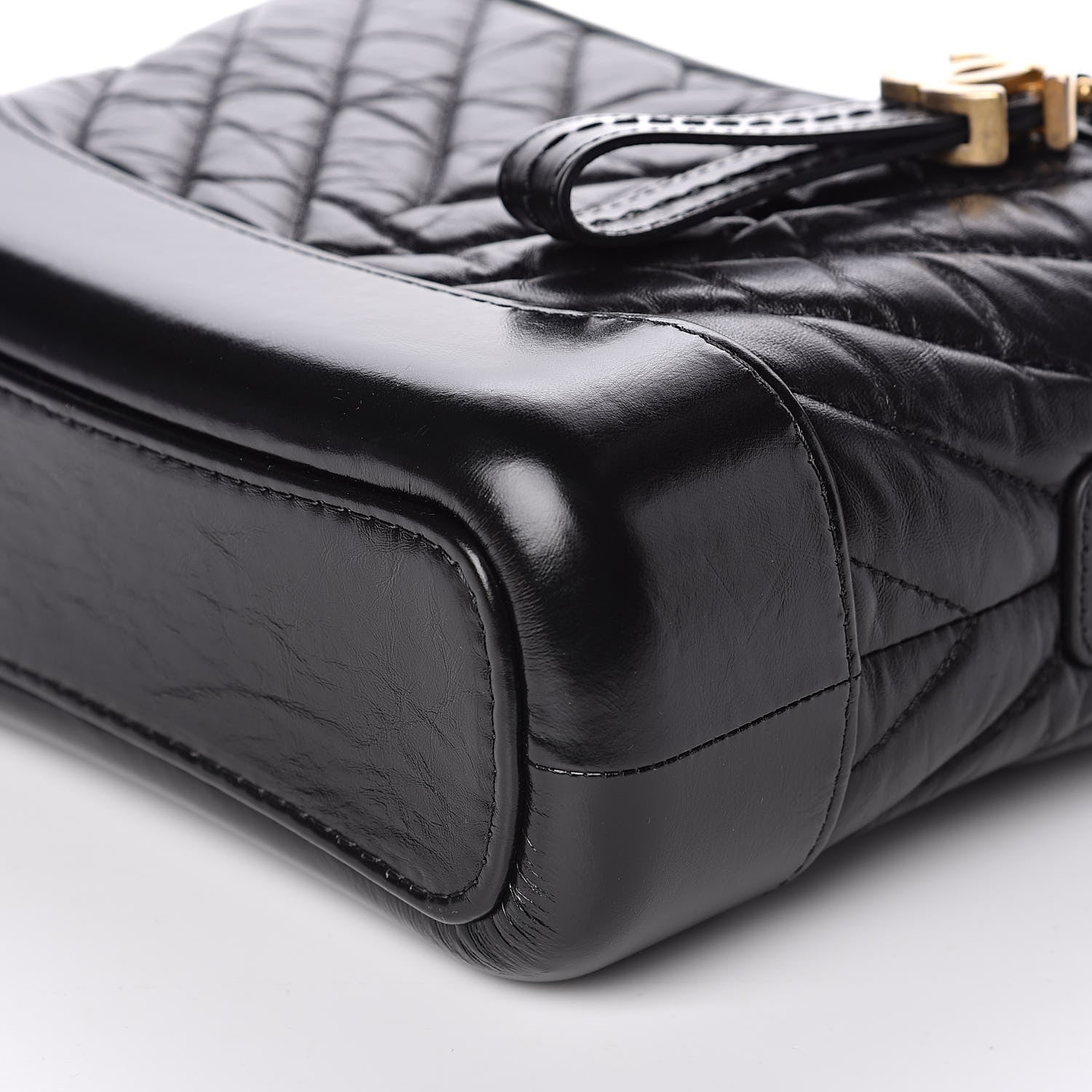 Chanel Aged Calfskin Chevron Quilted Small Gabrielle Hobo Black 9 of 10