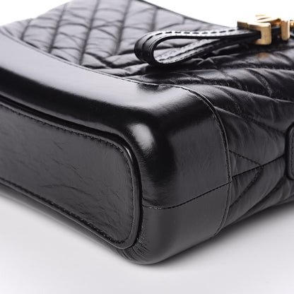 Chanel Aged Calfskin Chevron Quilted Small Gabrielle Hobo Black 9 of 10