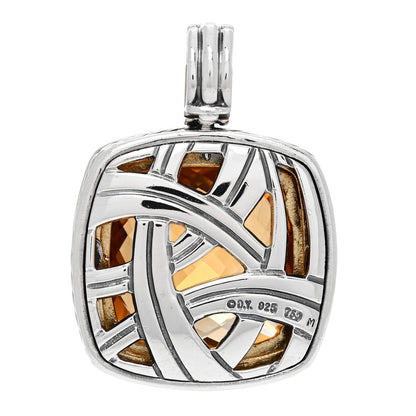 David Yurman Sterling Silver 18K Yellow Gold Diamond Citrine 20mm Albion Enhancer Pendant 2 of 3